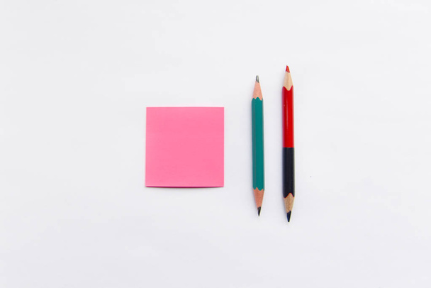 stationery on white background top view - Photo, Image