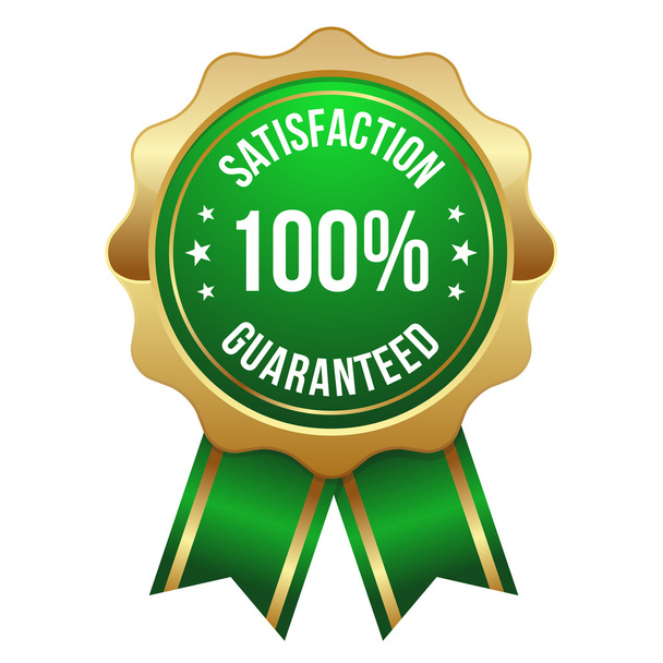 Green hundred percent satisfaction badge - Διάνυσμα, εικόνα