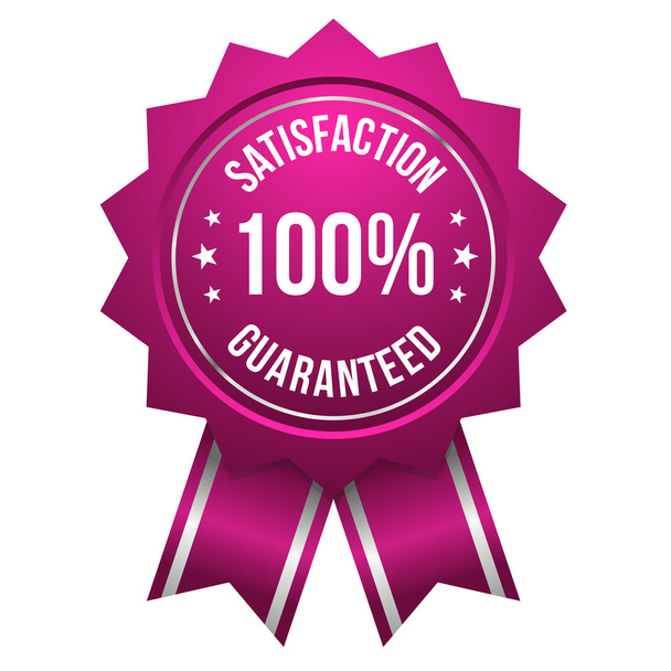 Purple hundred percent satisfaction badge - Vector, Image