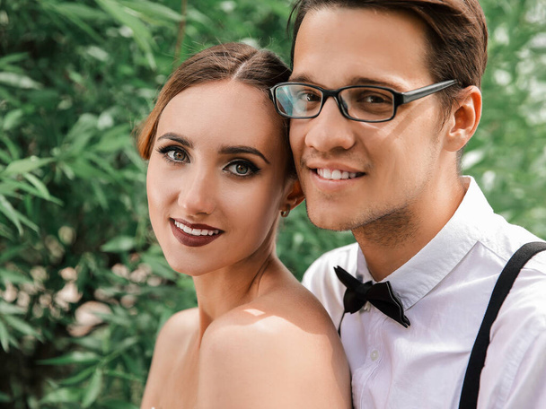 portrait of a beautiful young bride and groom - Photo, Image
