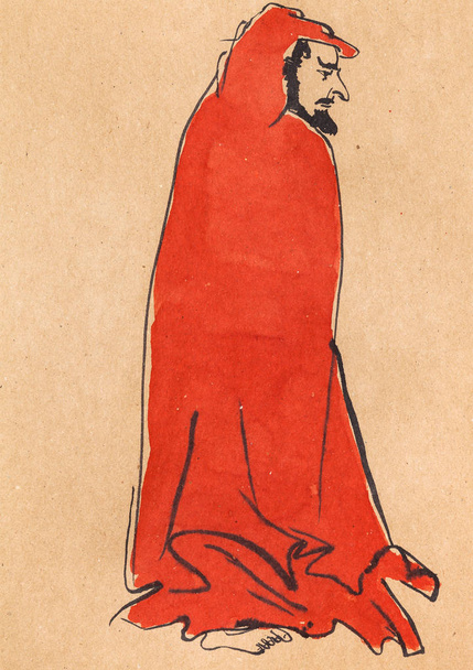 budista arhat mão desenhada em estilo sumi-e
 - Foto, Imagem