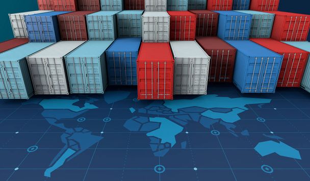 Buque de carga de contenedores en negocios de exportación de importación logística en dígitos
 - Foto, Imagen