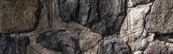 Konsystencja kamienia i betonu w słońcu, zdjęcie panoramiczne - Zdjęcie, obraz