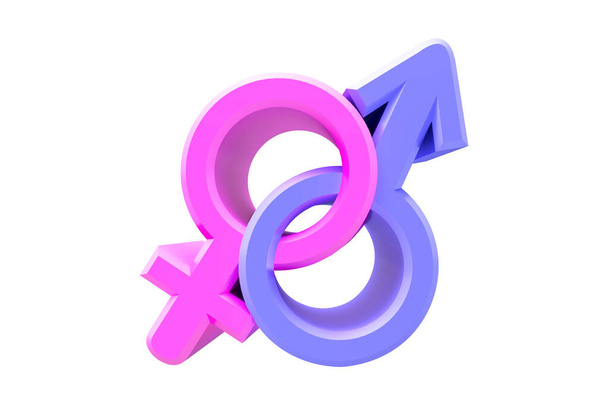 Male and Female icon symbol on white background. Symbols of gender concept design. 3D illustration - Фото, зображення