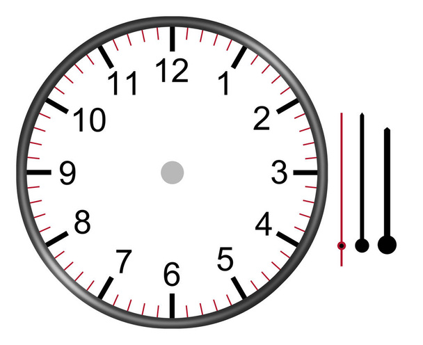 clock illustration face with numbers hour minute and second hand - Photo, Image