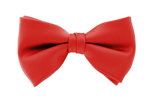 Red bow tie geïsoleerd op een witte achtergrond met uitknippad - Foto, afbeelding