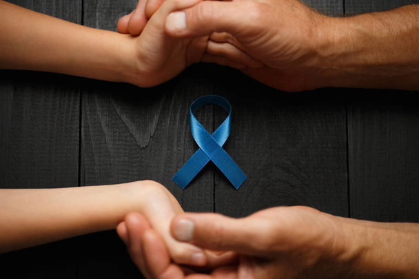 prostate cancer ribbon, colon cancer concept, blue ribbon symbol - Foto, Imagem