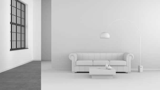 abstraktní barevný strip jezdce v obývacím pokoji bez barev v pozadí - 3D vykreslování - Záběry, video