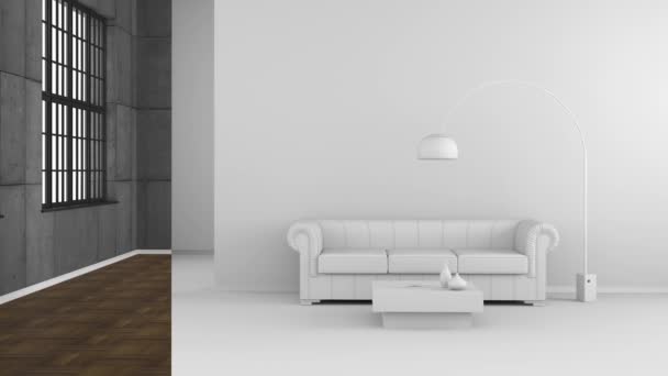 control deslizante de tira de color abstracto en la sala de estar sin colores en el fondo - Representación 3D
 - Imágenes, Vídeo