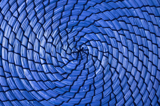 Patrón abstracto de estera de lugar jacinto de agua tejida en vivo color azul real
 - Foto, imagen