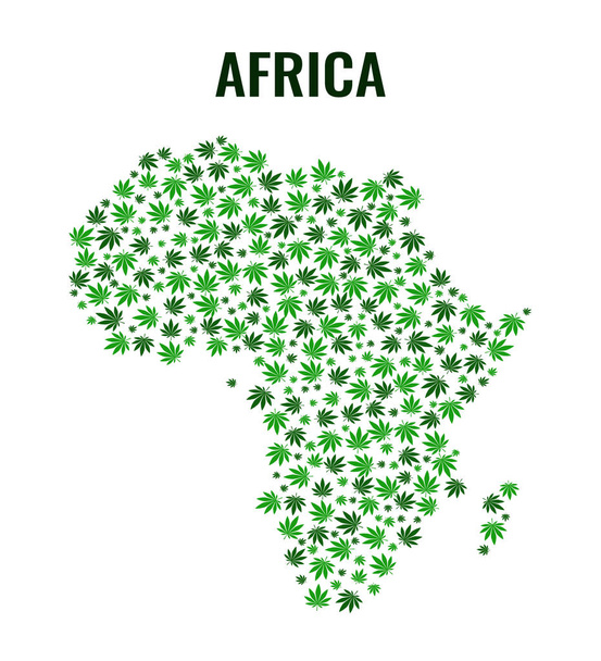 Mappa collage dell'Africa dalle foglie di cannabis
. - Vettoriali, immagini