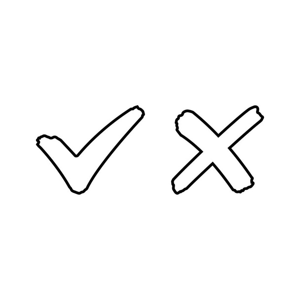 Check mark and cross sign line outline icon - Vector, Image