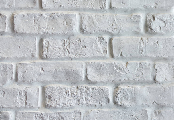 Close up of old degraded brick wall  painted white with vintage look - Φωτογραφία, εικόνα