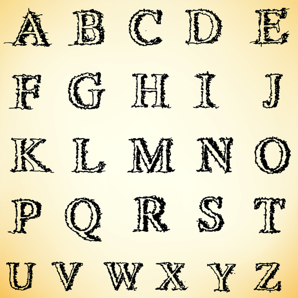 Grunge alfabeto manos libres vector de fuente
 - Vector, imagen