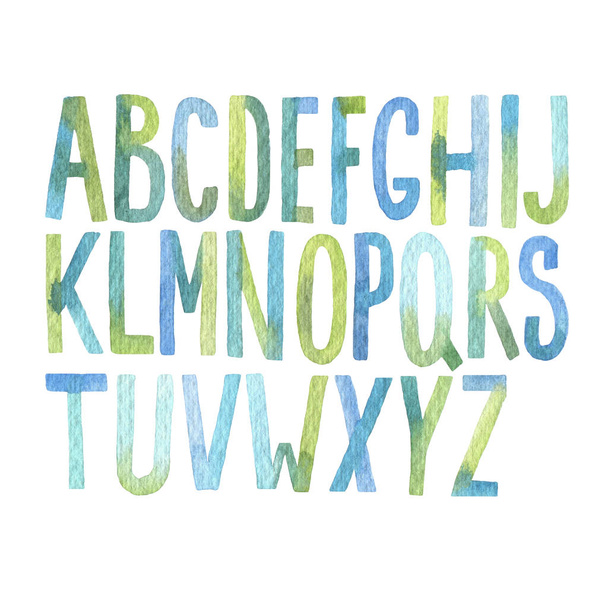 Set of letters, alphabet. Watercolor - Foto, Imagem
