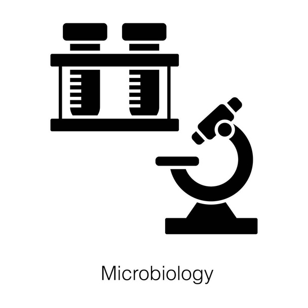 Biomedical experiment apparatus, chemical research icon in glyph vector  - Vektör, Görsel