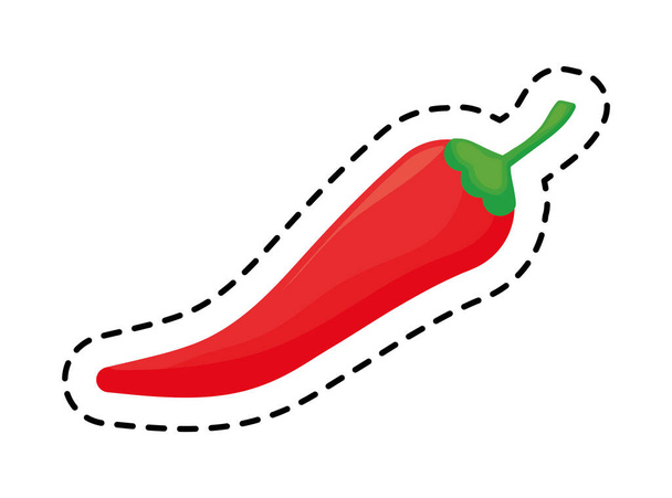 patch of chili pepper mexican isolated icon - Vector, Image