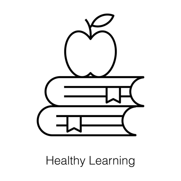 Apple on books, healthy education concept of healthy learning  - Wektor, obraz