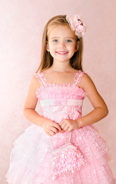 Portrait of adorable smiling little girl in princess dress - Photo, Image
