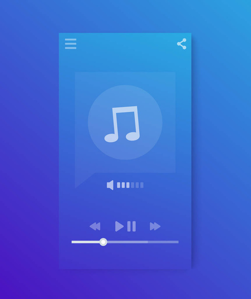 Music streaming player interface, mobile app ui - Vetor, Imagem
