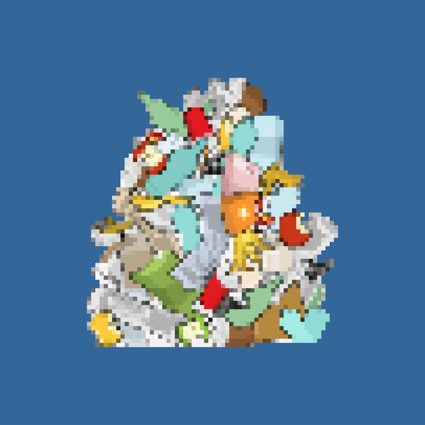Τέχνη σκουπιδιών. Βλακείες 8bit Pile. Στοίβα σκουπιδιών. απορρίμματα backgr - Διάνυσμα, εικόνα