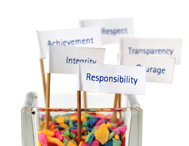Label of "Responsibility" with the group of business value messa - Photo, Image