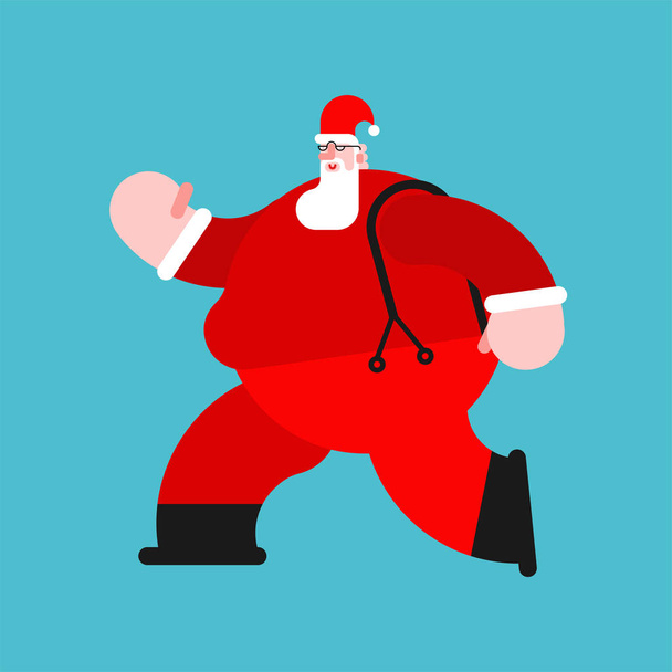 Der Weihnachtsmann läuft. Weihnachten und Neujahr. Vektorillustration - Vektor, Bild