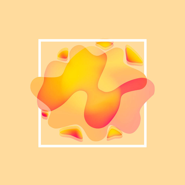 Geometric liquid shapes with white frame. Abstract modern design wave for website, social media or mobile apps. - Вектор,изображение