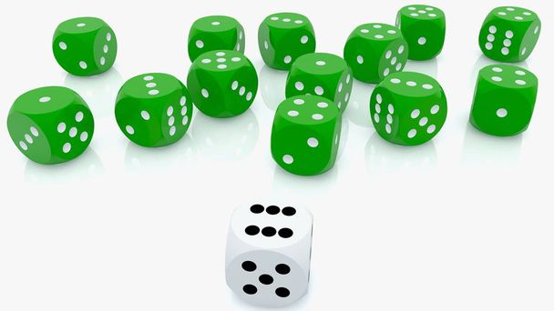 Concept of dices in green and white - Photo, Image