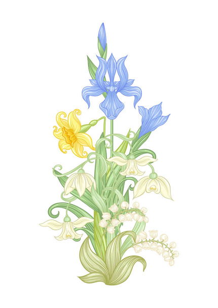 A bouquet of spring flowers. - Vector, afbeelding