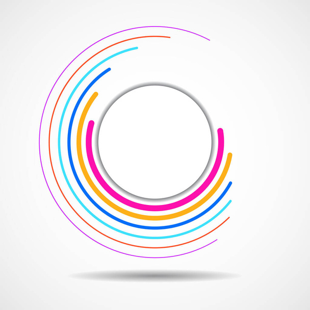 Abstract colorful technology spiral lines in circle form, geometric logo - Vector, Image