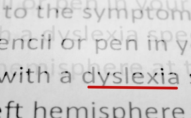 macro fotografie van het woord dyslexie - Foto, afbeelding