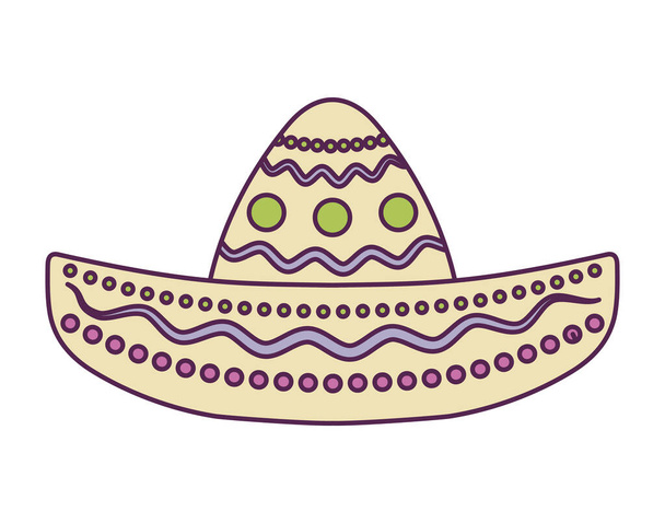 čepice mexické tradiční izolované ikony - Vektor, obrázek
