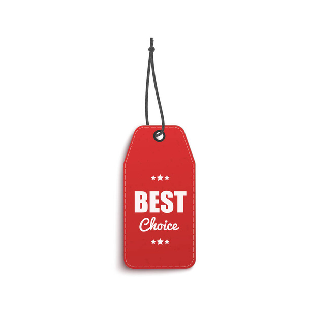 Clothing hang tag with words Best Choice hanging on black string - Vector, Image