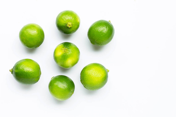 Fresh limes isolated on white background. - Fotoğraf, Görsel