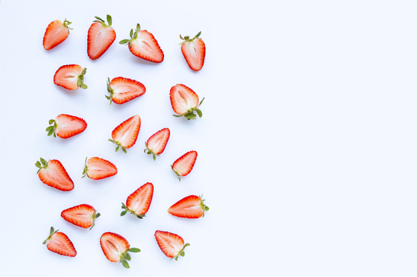 Ripe strawberries on white background.  - Фото, изображение