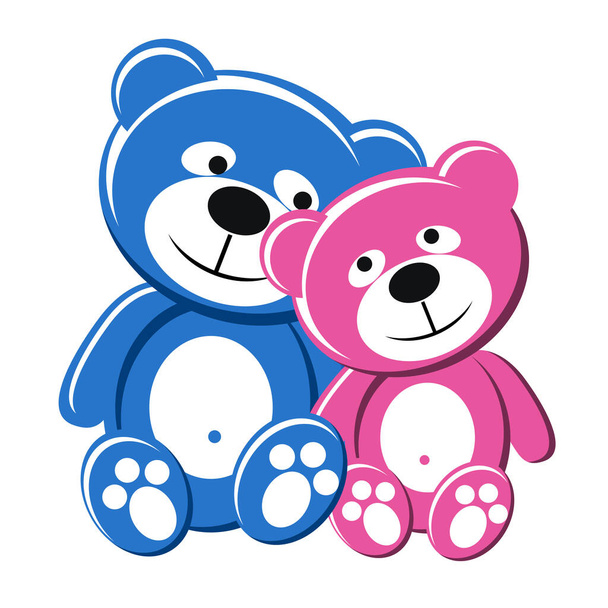 Medvídek pár růžová a modrá - Vektor, obrázek