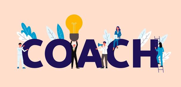 Business people in coaching and training concept, flat vector illustration. - Vector, Image