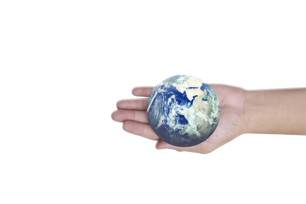 Földgömb, föld az emberi kéz. A NASA által biztosított föld kép - Fotó, kép