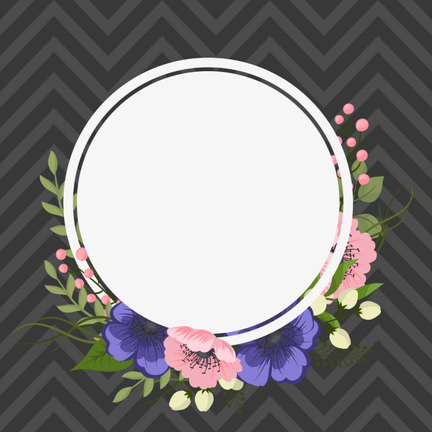 Flower border template - pink and blue floral background - Vektor, kép