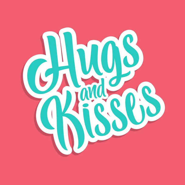 Litery ręczne / Typografia Hugh i pocałunki - Wektor, obraz