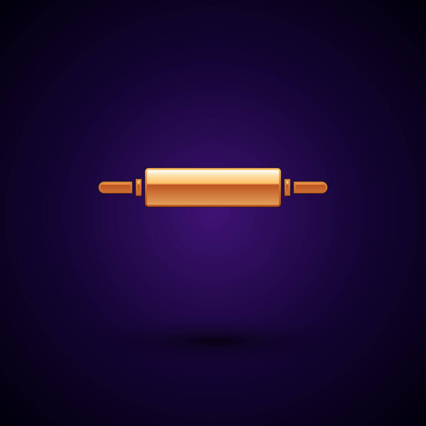 Gold Rolling pin icon isolated on dark blue background. Vector Illustration - Vector, Image
