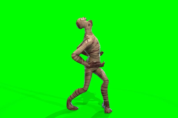 Мумия сказочного персонажа - 3D рендер, на зеленом фоне
 - Фото, изображение