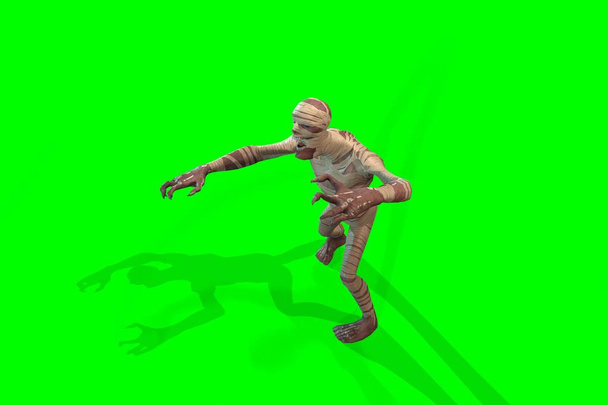 Personaje de fantasía Momia - 3D render, sobre fondo verde
 - Foto, Imagen