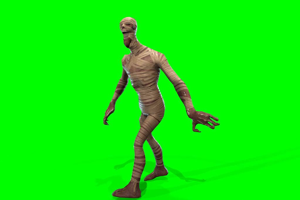 Fantasy personaggio Mummia - rendering 3D, su sfondo verde
 - Foto, immagini