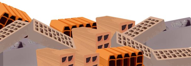 ladrillos de construcción de edificios con herramientas de trabajo
 - Vector, Imagen