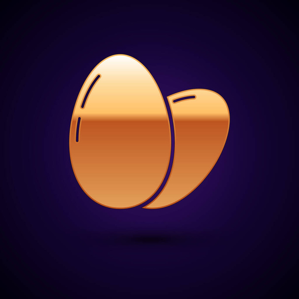 Gold Chicken egg icon isolated on dark blue background. Vector Illustration - Wektor, obraz
