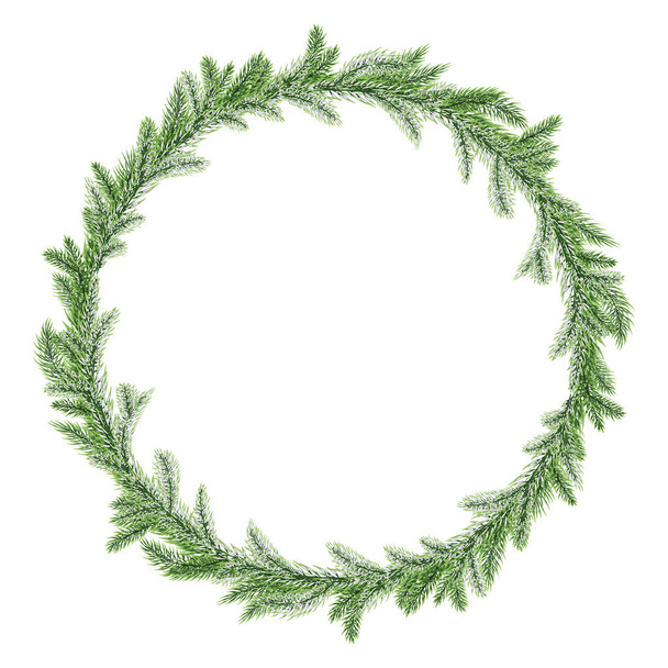 Guirnalda redonda navidad rama de abeto aislado sobre fondo blanco
 - Vector, Imagen