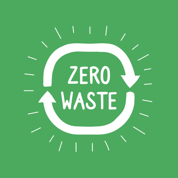 Zöld zéró hulladék logó fehér alapon - Vektor, kép
