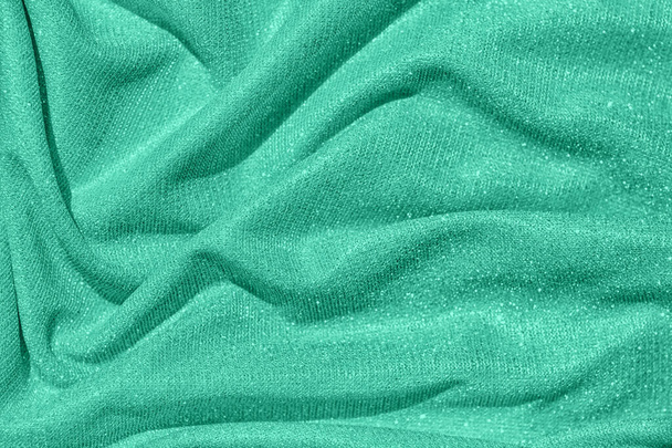 mint draped fabric with silver lurex thread - Photo, Image